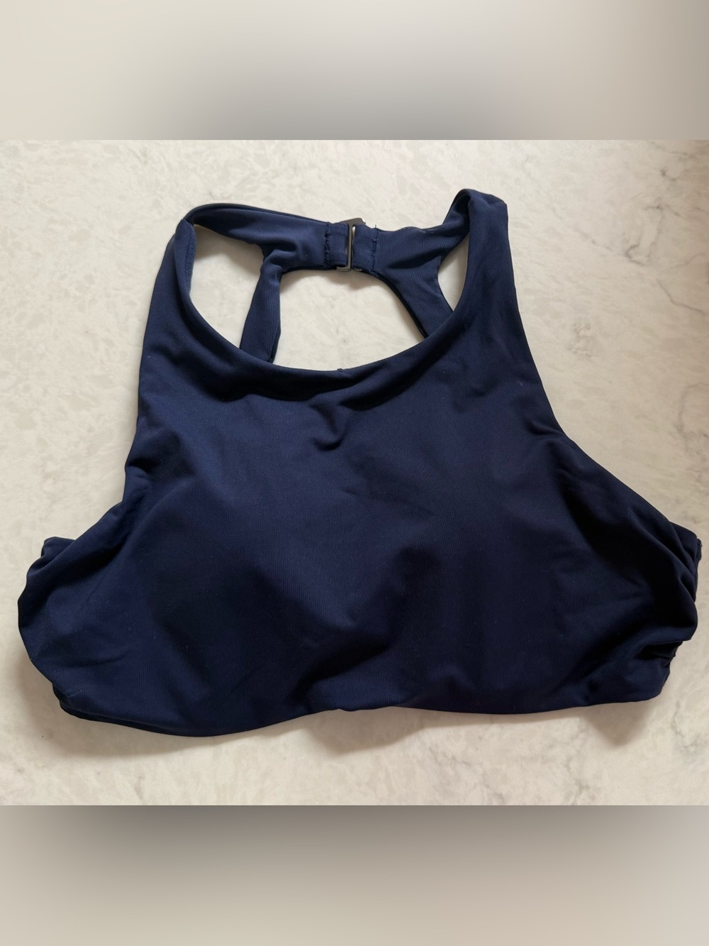 Athleta Navy High-Neck Swim Top
Size 34 B/C